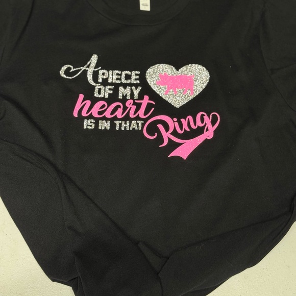 Bella Canvas Black Tee with Pink and Silver Glitter Design - Picture 2 of 2